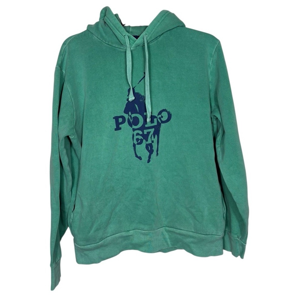 Polo Ralph Lauren Men's Green Hoodie Logo Pony Size Medium Preppy